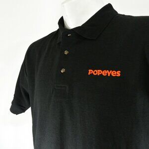 POPEYES FRIED CHICKEN Employee Uniform Polo Shirt Black NEW Size M Medium